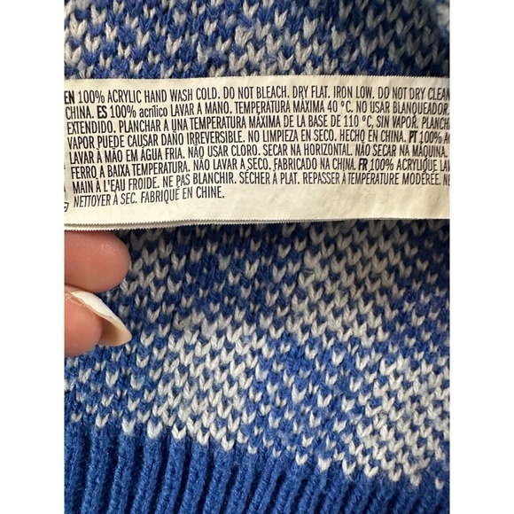 Forever 21 Blue White Checkerboard Knit Cardigan Sweater Womens Medium Oversized - Picture 8 of 8